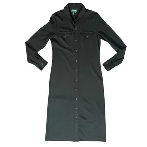 Lauren Ralph Lauren Black Wool Blend Long Sleeve Button Collar Midi Dress size M thumbnail 6
