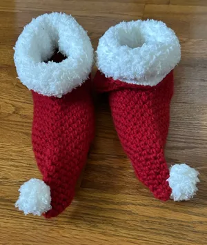 Red Knit Holiday Slippers thumbnail 1