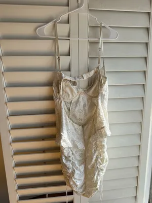 For Love & Lemons Cream Eyelet Lace Mini Dress sz L thumbnail 7