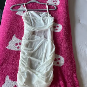 Princess Polly Elegant White Ruched Dress thumbnail 3