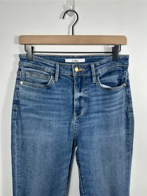 Sam Edelman The Stiletto High Rise Crop Boot Jeans Size 27 Medium Wash Raw Hem‎ thumbnail 6