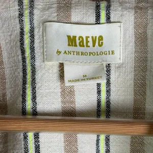 Maeve by Anthropologie Women’s Textured Cotton Stripe Blazer Jacket Relaxed Sz M thumbnail 4