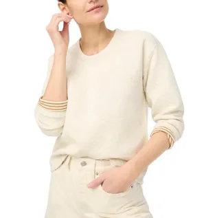J. Crew - Beige and Cream Preppy Striped Reversible Quilted Pullover Sz M thumbnail 2