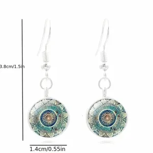 Mandala flower time gemstone necklace, bracelet‎ & earrings set, glass pendant thumbnail 2