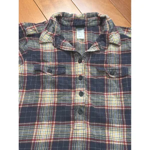 Patagonia Womens Organic Cotton Plaid Flannel Tunic Shirt‎ Blue Red Yellow 4 thumbnail 3