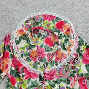 Vintage Impressions Womens Blouse 10 Pink Floral Crochet Lace Trim Collar thumbnail 5