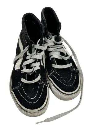 Vans Sk8-Hi High Top Sneakers Black White Suede Canvas Women 5.5 Men 4.0 thumbnail 1