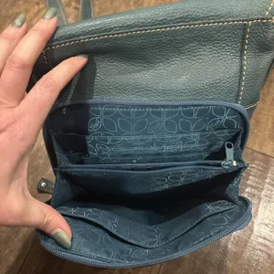 Fossil Long‎ Live Vintage Women's Teal Green Pebbled Leather Purse Crossbody Bag thumbnail 9