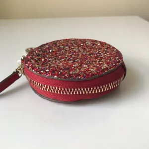New York & Company Glitter Round Zipper Pouch Bag Charm Key Chain, NWT thumbnail 3