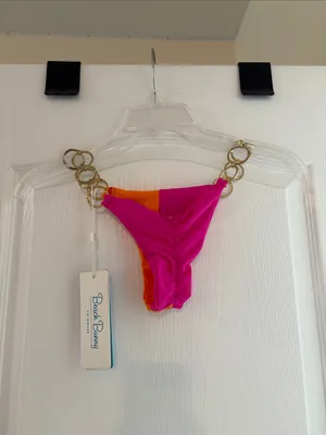 NEW! Beach Bunny Lexi Bralette tango cheeky bottom XS orange pink thumbnail 7