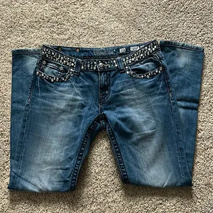 Miss Me Sexy Gems Sand Washed Blue Denim Skinny Jeans Pants **Size 30** 🔥🔥 thumbnail 3