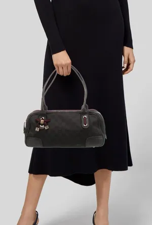 GUCCI Princy GG Canvas Leather Mini Boston Bag Black thumbnail 1