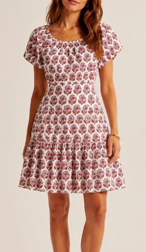 J.Crew Bouquet Block Print Cotton Poplin Cottagecore Vacation Floral Mini Dress thumbnail 1