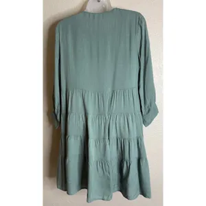 Magnolia Boutique Small Dress‎ Sage Green Embroidered Tiered Babydoll Boho Chic thumbnail 3
