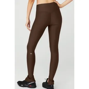 Alo High-Waist Airlift Elongated Leggings Espresso Hi-Rise Waisted Split Hem XXS thumbnail 2