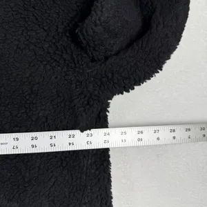 Lululemon Wool-Blend Sherpa Fleece Pullover Black Crew Neck Back Zip‎ Size 12 thumbnail 4