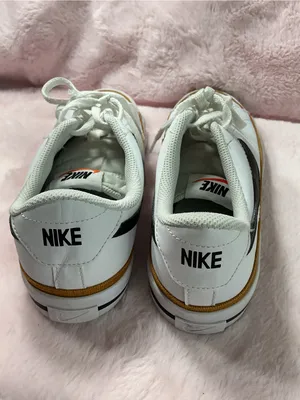 Nike White Sneakers with Black Swoosh and Brown Accent B11 thumbnail 3