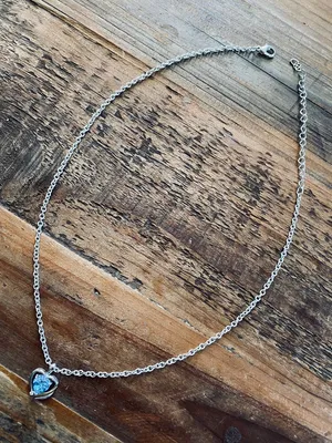 Silver Necklace With Blue Heart Pendant thumbnail 2