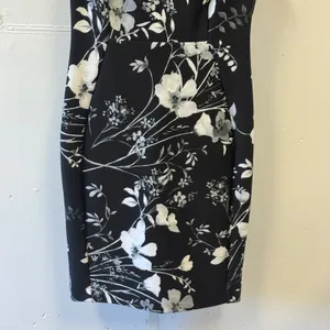 Calvin Klein Womens Black White Floral Sleeveless Scuba Sheath Dress Size 6 thumbnail 4