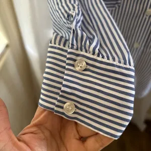 Maeve Anthropologie Blue and White Striped Button Down Shirt thumbnail 6