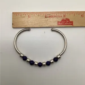 Silpada Sterling Silver and Blue Sodalite beaded flexible cuff bracelet. thumbnail 7