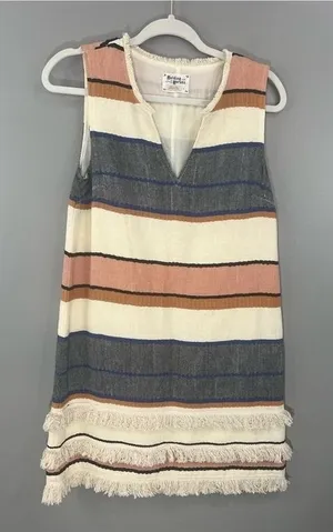 Holding Horses Dress Women 4 Multicolor Great Striped Fringe Boho Shift OB545952 thumbnail 1