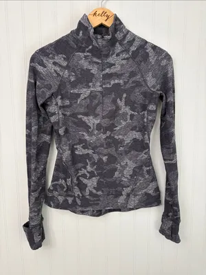 Lululemon Outrun the Elements 1/2 Zip Pullover Long Sleeve Top Blue Black Camo thumbnail 1