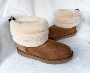 UGG Women’s Fluff Mini Quilted Boots Chestnut Size 5 FITS KIDS USA SIZE 3 thumbnail 1