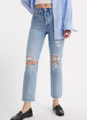Levi’s wedgie straight leg rawhem button fly ankle jeans 25 thumbnail 6