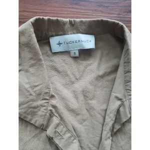Tuckernuck Light Khaki Button-Front Shirt Dress Size Small Boho Coastal Preppy thumbnail 2