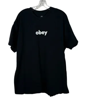 Obey Lowercase 2 II Short Sleeve Logo T-Shirt 100% Cotton Casual T-Shirt Unisex thumbnail 1