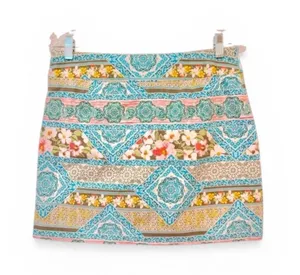 Versona Floral Geometric Pull On Stretchy Multicolor Skort Preppy Size 12 thumbnail 1