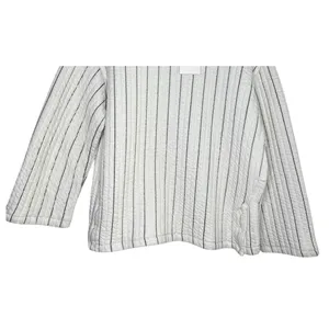NWT Zara Boxy Oversized Striped Soft Quilted Long Sleeve Sweater M White Black thumbnail 3