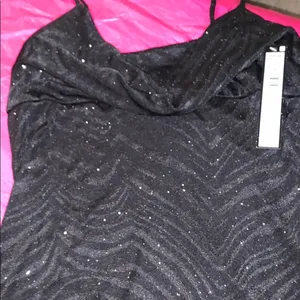 Cowlneck Metallic Camisole Top Black Glitter‎ thumbnail 3