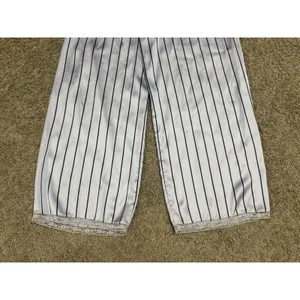 SKIMS Woven Shine Sleep Lace Pants Blue Pinstripe Satin Lounge Pajama Bottoms XS thumbnail 7