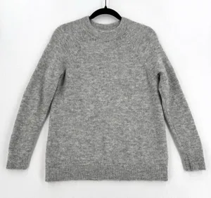 H&M Mohair Wool Blend Sweater Women S Gray Fuzzy Crewneck Quiet Luxury Cozy thumbnail 1