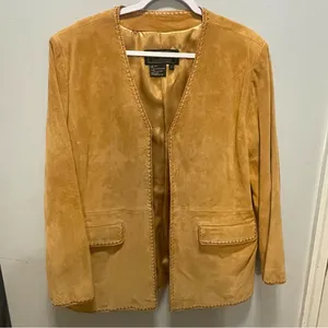 Terry Lewis Classic Luxuries Women's Tan Suede Jacket Lined GORGEOUS- Size L thumbnail 12