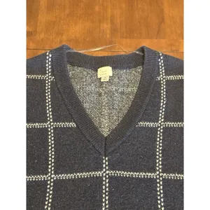 A New Day Women's Navy V-Neck Boxy Sweater Vest Windowpane Cute Chic Breathable thumbnail 2