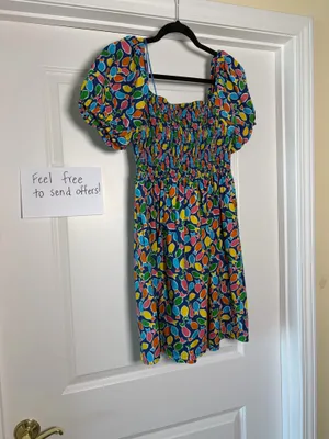 Multicolor Fish Dress Smocked Bodice Multiple Size L thumbnail 2