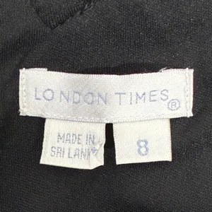 NWT London Times Floral Ruffle Sheath Dress Womens 8 Black Knit Modest Church thumbnail 6