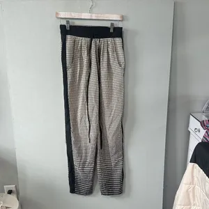 Truth NYC Womens Jogger Pants Grid Print Side Stripe Black White Small thumbnail 2