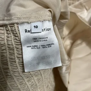 💖 NWT Reformation 100% Silk Roe Puff Sleeve Shirred Blouse in Champagne Gold thumbnail 7