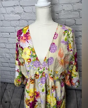 H&M puff sleeve empire waist dress size large thumbnail 4