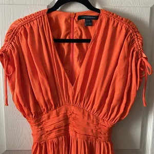 French Connection‎ Audrey Autumn Wedding Guest Maxi Whimsical Dress Mandarin Orange Jewel Tone Sz 6 thumbnail 7
