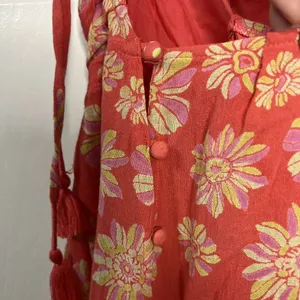 Free People Indigo Molly Floral Pink Printed Sleeveless Tunic Babydoll Top Sz M thumbnail 5