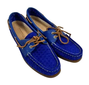 Sperry Top-Sider Womens Blue Woven Suede Boat Shoes Size 8.5 M thumbnail 1