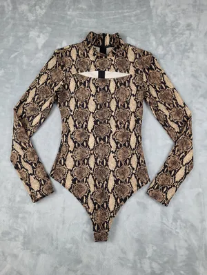 A.L.C. x Bandier Bodysuit Womens Size S Small Python Snakeskin Cutout Mock Neck thumbnail 2