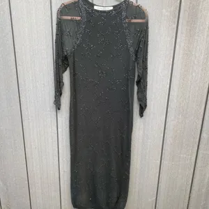 Vintage Nancy Johnson Lambswool Beaded Dress Black Size XS thumbnail 7