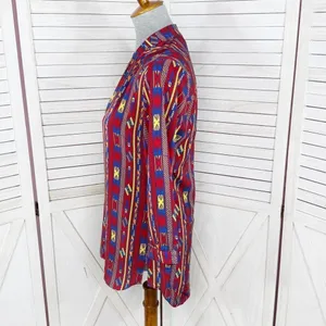 Amanda Uprichard Aztec Native Print Silk Tunic Blouse‎ Red Small thumbnail 2