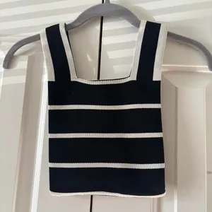 Black white striped tote thumbnail 5